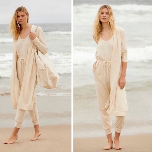 Free People Bicoastal SET Cardigan and Jumpsuit Cream NWT Medium - Picture 1 of 6